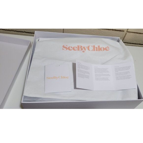 NIB See By Chloe Glyn Leather Tan Espadrille Platform Wedge Sandal Size EU 40 - Picture 14 of 16